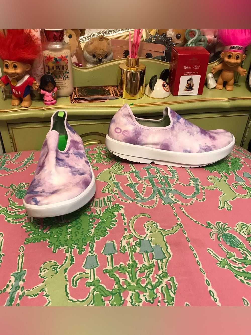 Oofos Oomg Eezee Recovery Purple Tie Dye Comfort Sneakers size 12